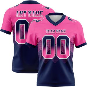 Camiseta de Fútbol Rosa, Azul Marino y Blanco, con Malla, Diseño de Bandera Cuadrada con Degradado, Auténtica, de Alta Calidad, Transpirable, Ropa Deportiva - Product Image 1
