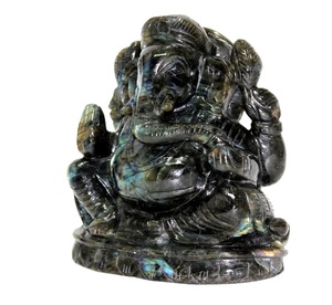 รูปปั้นพระพิฆเนศจากคริสตัลลาบราดอไรต์  งานแกะสลักจากหินคริสตัลบำบัด ผลิตในอินเดีย หินอัญมณี - Product Image 6