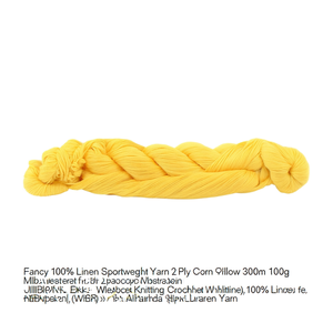 Fancy 100% <b>Linen</b> Sportweight <b>Yarn</b> 2 Ply Corn Yellow 300m 100g Wet Spun Flax for Knitting Crochet Wholesale India - Product Image 2