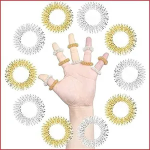 Wholesale Acupressure Therapy Ring Gold & Silver Finger <b>Massager</b> Roller for <b>Hand</b> Relaxation Manual Massage Ring - Product Image 2