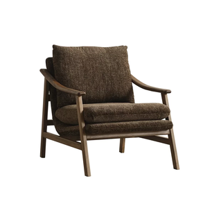 <b>Mid</b>-<b>Century</b> Accent <b>Chair</b> with Solid Ash Wood Frame and Textured Chenille Fabric Upholstery - Product Image 1