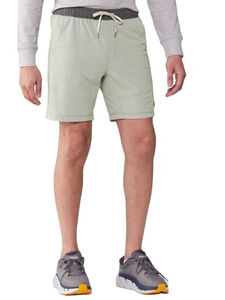 Pantalones Cortos Bermuda de Punto para Hombre, Color Sólido, Cintura Media, Cordón Ajustable, Bolsillos, Secado Rápido, Estilo Casual, Gris - Product Image 1