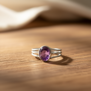 แหวนแฟชั่นดีไซน์เนอร์อเมทิสต์ 3.2 กรัม - Product Image 3