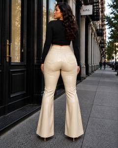 Fashion <b>Vintage</b> Streetwear Sheep Leather Pants Women Casual Loose Summer Trousers for Ladies - Product Image 2