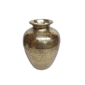 Florero de aluminio único con acabado de latón martillado y natural, florero hecho a mano para decoración del hogar y el jardín - Product Image 1
