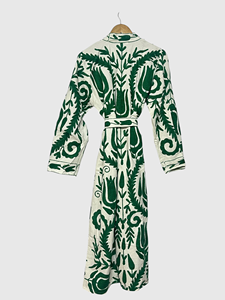 Velvet Plus Size Women'<b>s</b> Jacket Shawl Collar Nine Quarter Sleeve Hand Embroidered Geometric Pattern Long Coat Autumn Wear - Product Image 4