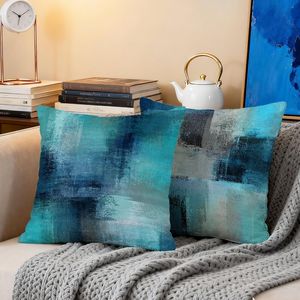 Housses de coussin décoratives modernes de style ferme pour l'extérieur, 18x18, turquoise, lot de 4, pour usage intérieur, couleur bleu sarcelle - Product Image 4