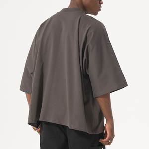 Oversized Streetwear Boxy Fit <b>T</b>-<b>shirts</b> Men Custom logo 100% Cotton Thick <b>Collar</b> Seamless Eco-Friendly Quick Dry Breathable 200g - Product Image 3