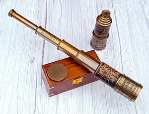 Télescope de poche en laiton antique avec boîte de rangement en bois, télescope nautique vintage, télescope marin décoratif, cadeau de collection - Product Image 4