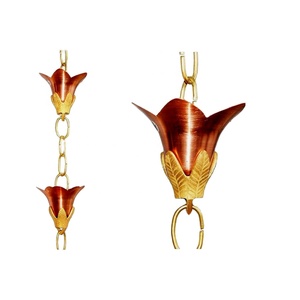 Chaîne de pluie en fer métallique 666, chaîne de pluie en cuivre, tasse lilo avec fleur en laiton, pour décoration de jardin - Product Image 1