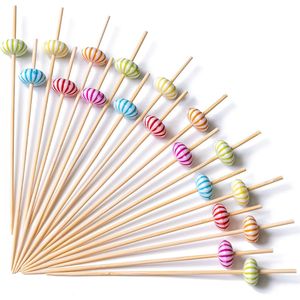 Handmade 100ct Multicolor Bamboo Cocktail Picks 4.7\" Pumpkin <b>Toothpicks</b> - Product Image 1