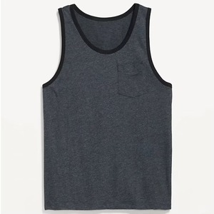 Wholesale Price <b>Top</b> Quality Men O-Neck Sleeveless Knitted <b>Tank</b> <b>Top</b> Solid Color Casual Wear Gray with <b>Black</b> Trim - Product Image 3