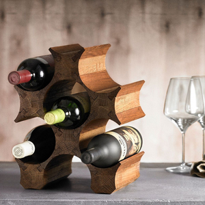 Étagère à vin en bois massif écologique, organiseur de bouteilles d'eau, présentoir de bureau pour le rangement des bouteilles de vin et de bar - Product Image 6
