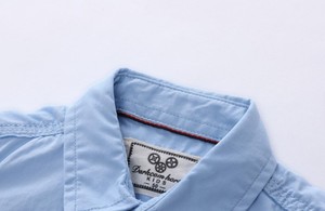 Boys Short Sleeve Cotton Oxford Shirt Solid Color Casual <b>Turn</b>-down Collar With Pockets Regular Fit - Product Image 5