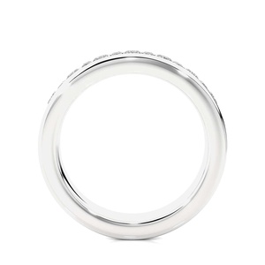 Bague en diamant rond et taille baguette 10K 14K 18K 22K Bague d'anniversaire en or véritable serti de canaux Bagues en diamant blanc pour elle - Product Image 3