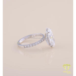Bague de fiançailles solitaire en moissanite taille marquise, or blanc, bague de promesse, bijou de mariée minimaliste, cadeau - Product Image 5