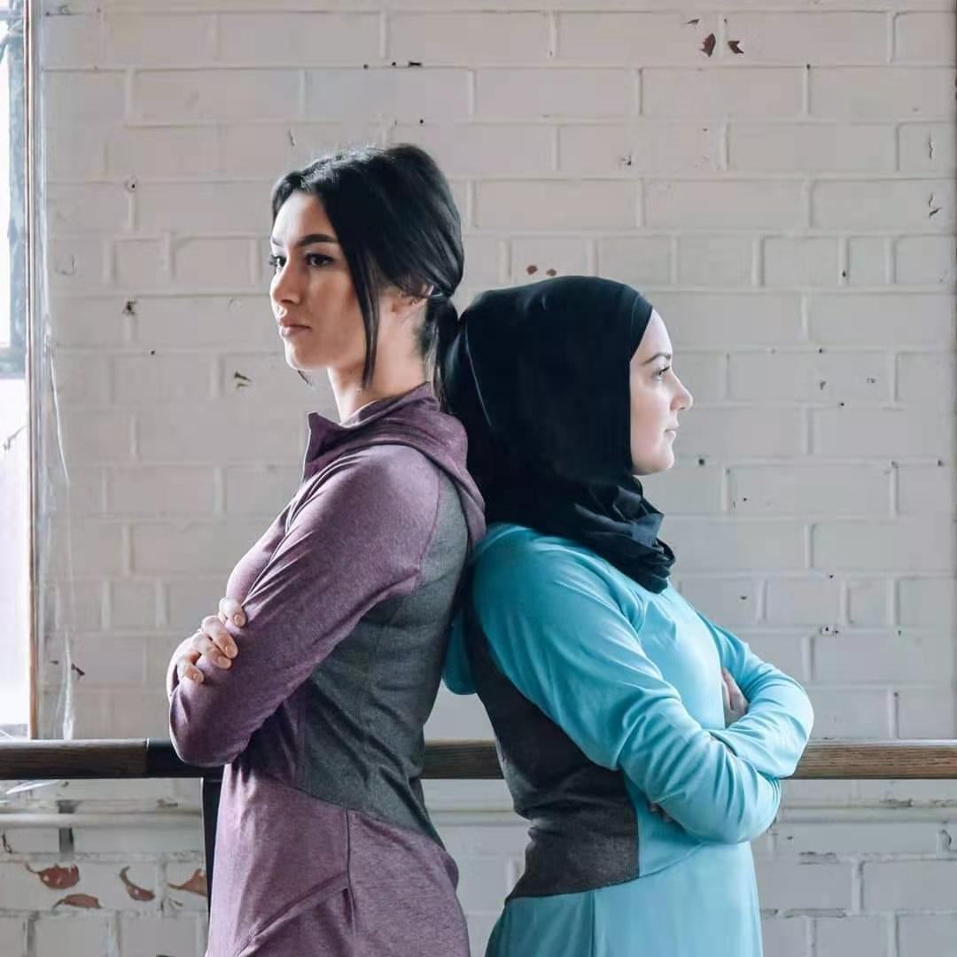 Motief Kracht Stuks Islamitische Track Pakken Sport/Sportschool Moslim  Activewear Voor Jogging Training Sport Hijab Vrouwen