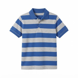 Camiseta Polo a Rayas Horizontales Unisex para Niños al por Mayor, Tops de Ocio de Dos Colores, Manga Corta, Cuello Camisero, Ropa Casual al por Mayor - Product Image 3