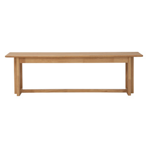Banc durable de 1,5 m en chêne malaisien naturel avec plateau massif et structure latérale en rotin synthétique, modèle au design minimaliste et moderne, garantie 1 an - Product Image 2