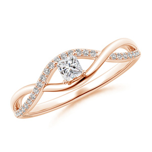 Bague de fiançailles en or 10K, 14K, 18K ou argent 925, 935 avec diamant de laboratoire taille princesse et diamants pavés sur les côtés, design Infinity Twist - Product Image 2