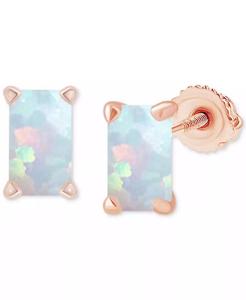 Lab-Grown Opal Cushion Screw <b>Back</b> Stud <b>Earrings</b> (3/8 ct. t.w.) | Macy's - Product Image 1