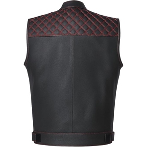 Gilet de motard personnalisé en cuir véritable pour homme, gilet matelassé de club moto, gilet zippé en cuir de vachette premium - Product Image 2
