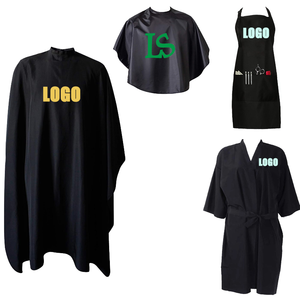 Professional Hairdressing Cape Set Black Polyester Water-Resistant Barber Salon Apron Robe and Cutting Cape with Logo - Product Image 2
