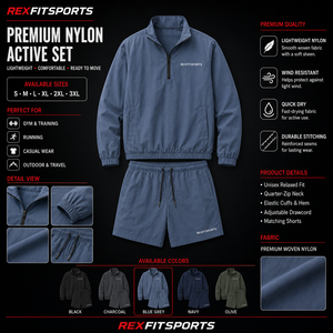 REXFIT SPORTS 2026 New Custom Unisex Nylon Activewear Set Zip Windbreaker <b>Jacket</b> and Shorts Lightweight Sportswear - Product Image 1