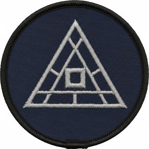 Écusson triangulaire maçonnique en forme de truelle, bleu marine discret, brodé, pour uniforme rituel de la Franc-maçonnerie, à coudre - Product Image 3