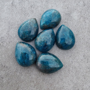 Apatita Azul Neón Natural, Cabujón con Corte de Pera, Grado AAA, Calibrado, Piedra Preciosa con Reverso Plano para Joyería - Product Image 6