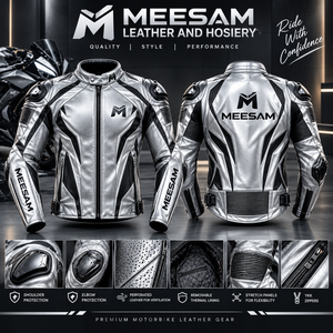 Blouson de moto en cuir vert respirant perforé pour la course avec protection épaule-coude en cuir de kangourou - Product Image 6