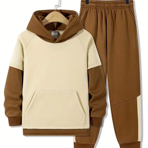 Boys' Winter Cotton Worsted Fabric Solid Stand Collar Windproof Quick-Dry Breathable Zipper Sweatshirt Casual Sport <b>Jacket</b> Set - Product Image 1