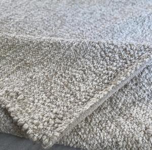 Tapis abstrait en laine feutrée de style corde beige crème tissé à la main |   Décoration bohème minimaliste moderne personnalisable |   Sol du salon et de la chambre - Product Image 3