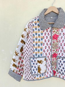 Indian Handmade 100% Cotton Eco-Friendly Quilted Anti-Wrinkle Breathable Quick Dry Front Pocket <b>Covered</b> <b>Button</b> Autumn/Winter - Product Image 5