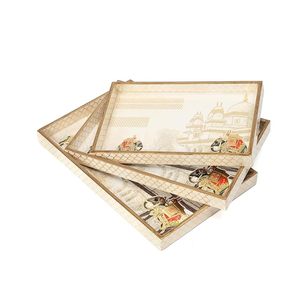 Plateau de service rectangulaire en émail et bois, décoratif, pour collations et desserts, thème Noël, luxe moderne, résistant à la chaleur, léger - Product Image 3