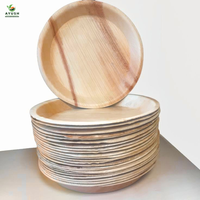 Assiettes jetables biodégradables en feuilles de palmier rondes de 10 à 12 pouces pour mariages et dîners