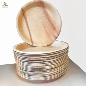 9-12 Inch Round Areca Leaf Lunch <b>Plates</b> Biodegradable for <b>Large</b> Volume Buffet Parties - Product Image 4
