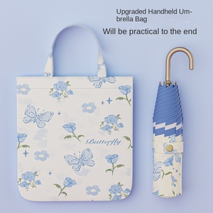 Petit parapluie pliant français doré anti-UV double usage, vente en gros pour fabricants, impression personnalisée - Product Image 3