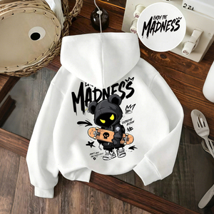 Sweat-shirt à capuche thermique blanc pour petits garçons, respirant, style vintage, pull-over, vêtements chauds pour enfants toute saison - Product Image 3