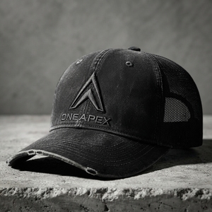 Gorra de béisbol tipo trucker de malla Custom One Apex con logo bordado, de algodón lavado, ajustable, unisex, estilo streetwear. - Product Image 5