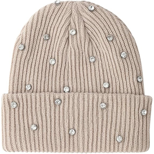Wholesale Black Rhinestone Beanie <b>Hat</b> Rib Knit <b>Winter</b> Cap Unisex Soft Warm Skull Cap Custom Print Logo <b>Hat</b> - Product Image 5