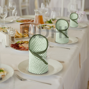 Serviettes en coton 100% premium à rayures vertes imprimées au bloc, réutilisables, écologiques, pour la maison, l'hôtel, le restaurant, la décoration de mariage - Product Image 4