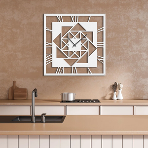 Modern Geometric Metal Wall <b>Clock</b> White Square Design <b>Large</b> 33-40 Inch Home Decoration Art Piece - Product Image 6