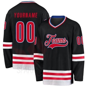 Camiseta de Hockey sobre Hielo Roja Personalizada con Logotipo del Equipo, Cuello en V, Secado Rápido, Manga Larga, 100% Poliéster, Patrón 3D, para Todas las Temporadas - Product Image 3