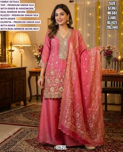 Ensemble Sharara traditionnel ethnique pour femme Regal Orchid Bandhani, longueur ras du sol, avec dupatta en organza doux brodé, séchage rapide - Product Image 4