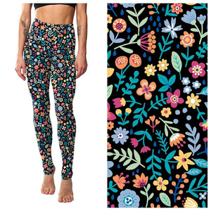 Allover colorful meadow floral print women fitness leggings high waist full length gym <b>tights</b> for yoga running - Product Image 6
