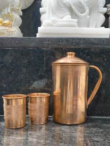 Plane Copper Pitcher With Lid <b>Large</b> Capacity Modern Design Home Drinkware - Product Image 6