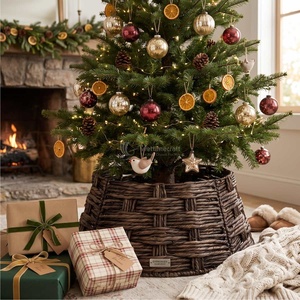 Black Water Hyacinth Woven <b>Christmas</b> <b>Tree</b> Collar, Round Rustic Woven Decorative <b>Base</b> <b>for</b> Artificial <b>Trees</b> - Product Image 2