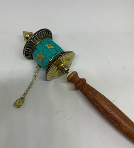 สินค้ามาใหม่-ชุดหินสีเขียวประดับอำพันและโลหะ ล้อหมุนมือแกะสลักลายพุทธศาสนา ของขวัญปีใหม่ - Product Image 5