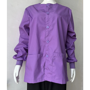 Blouse médicale unisexe personnalisée à boutons, manches longues, bleu pétrole, haut de survêtement pour médecin, 100 % polyester/rayonne, haute qualité - Product Image 2